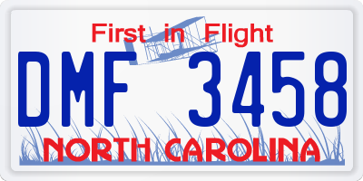 NC license plate DMF3458