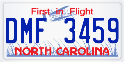 NC license plate DMF3459