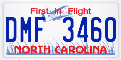 NC license plate DMF3460