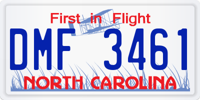 NC license plate DMF3461