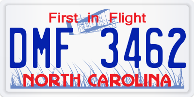 NC license plate DMF3462