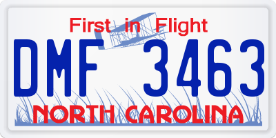 NC license plate DMF3463