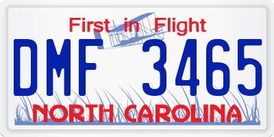 NC license plate DMF3465