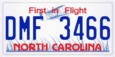 NC license plate DMF3466