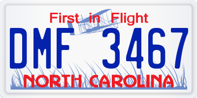 NC license plate DMF3467