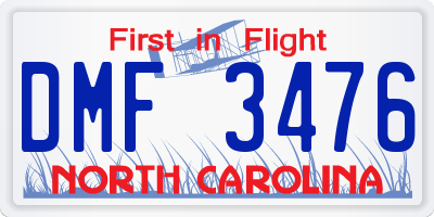 NC license plate DMF3476