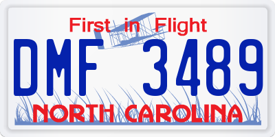 NC license plate DMF3489