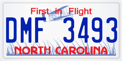 NC license plate DMF3493