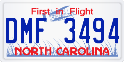 NC license plate DMF3494