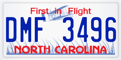 NC license plate DMF3496