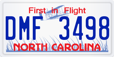 NC license plate DMF3498