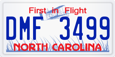NC license plate DMF3499