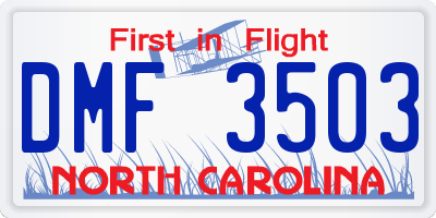 NC license plate DMF3503