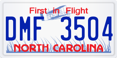 NC license plate DMF3504