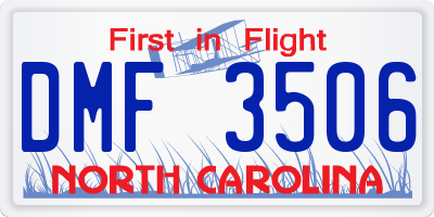 NC license plate DMF3506