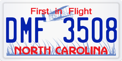 NC license plate DMF3508
