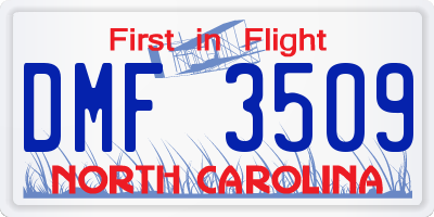 NC license plate DMF3509