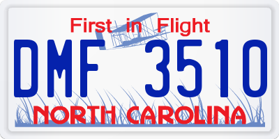 NC license plate DMF3510