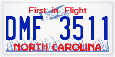 NC license plate DMF3511