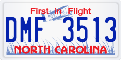 NC license plate DMF3513