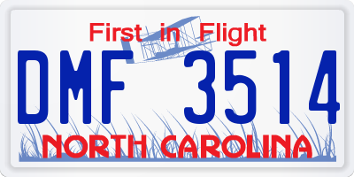 NC license plate DMF3514