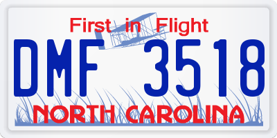 NC license plate DMF3518