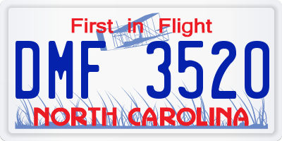 NC license plate DMF3520