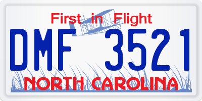 NC license plate DMF3521