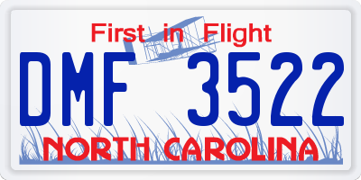 NC license plate DMF3522