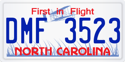 NC license plate DMF3523