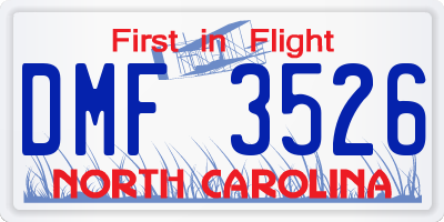 NC license plate DMF3526