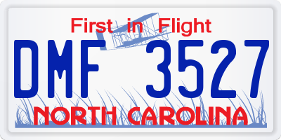 NC license plate DMF3527