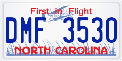NC license plate DMF3530