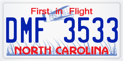 NC license plate DMF3533