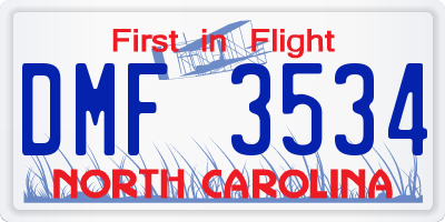 NC license plate DMF3534