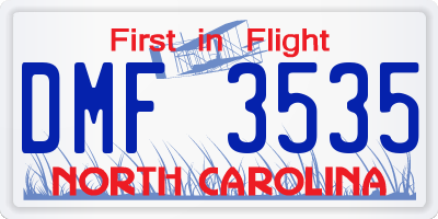 NC license plate DMF3535