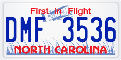 NC license plate DMF3536