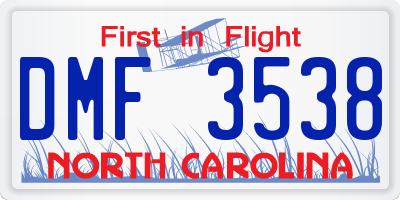 NC license plate DMF3538