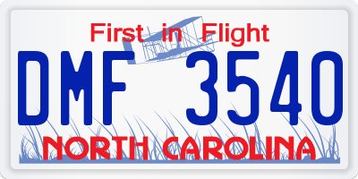 NC license plate DMF3540