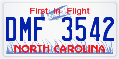 NC license plate DMF3542