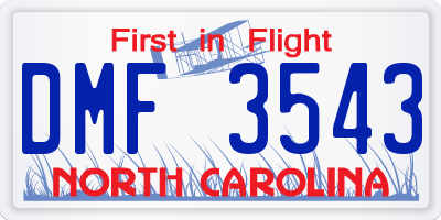 NC license plate DMF3543