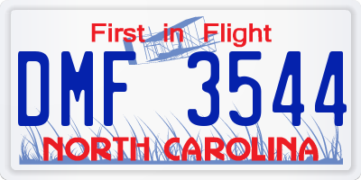 NC license plate DMF3544