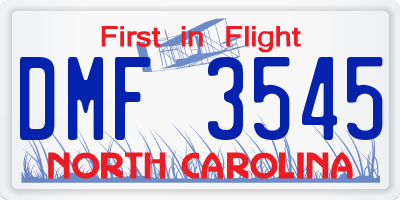 NC license plate DMF3545