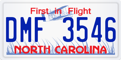 NC license plate DMF3546