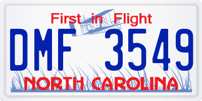 NC license plate DMF3549