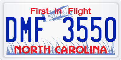 NC license plate DMF3550