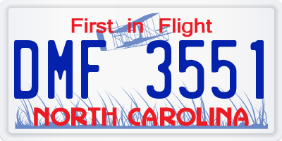 NC license plate DMF3551