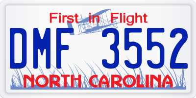 NC license plate DMF3552