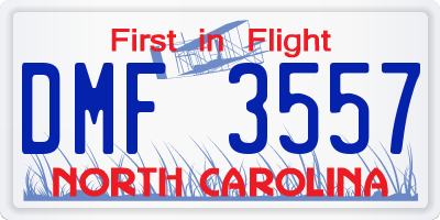 NC license plate DMF3557