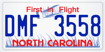 NC license plate DMF3558